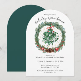 Convites Coroa de Natal em Aquarela Rústica com Visco