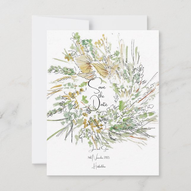 Convites Coroa de Natal para salvar a data (Frente)