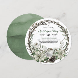 Convites Coroa de Natal Poinsettia e Pássaro de Inverno