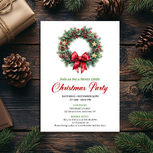 Convites Coroa de Natal Vermelha Minimalista para Festa