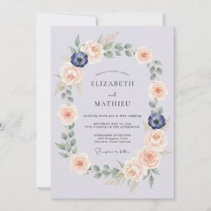 Convites Coroa de Noiva Botânica Azul Pálido