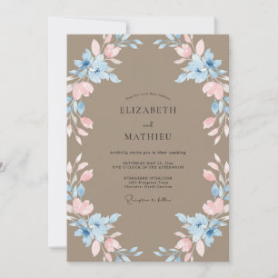 Convites Coroa de Noiva Taupe Soft Blush Casamento