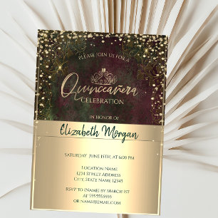 Convites Coroa de Ouro Chic, Diamantes Quinceañera Vintage
