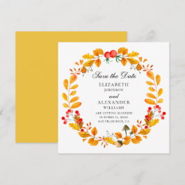 Convites Coroa de outono amarelo. Casamento de outono, salv