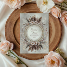 Convites Coroa de Penas Boho Rosa Floral Casamento