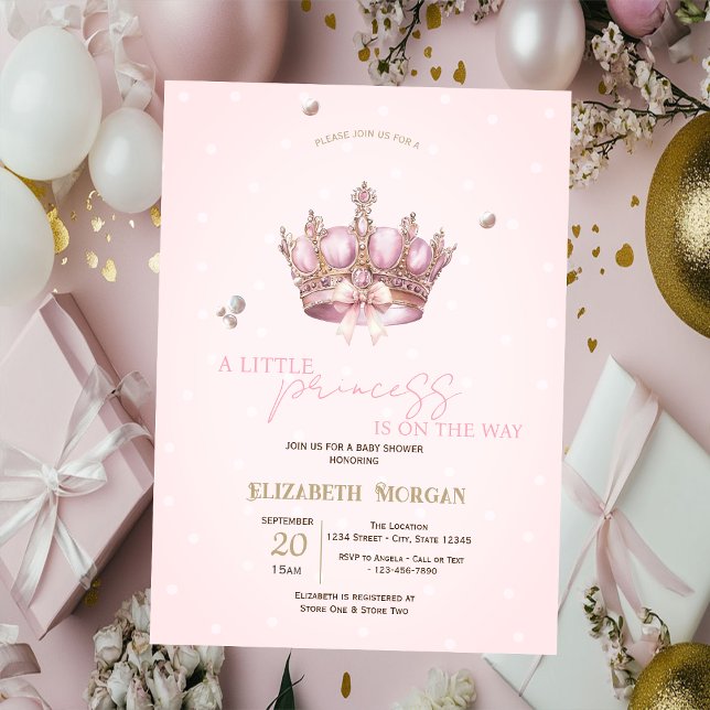 Convites Coroa de Pequena Princesa Pérolas Pontos Churrasco (Criador carregado)