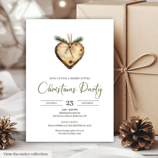 Convites Coroa de Pinheiro Boêmio Clássico Aguarela Natal  (Classic Bohemian Pine Wreath Watercolor Holiday Invite)