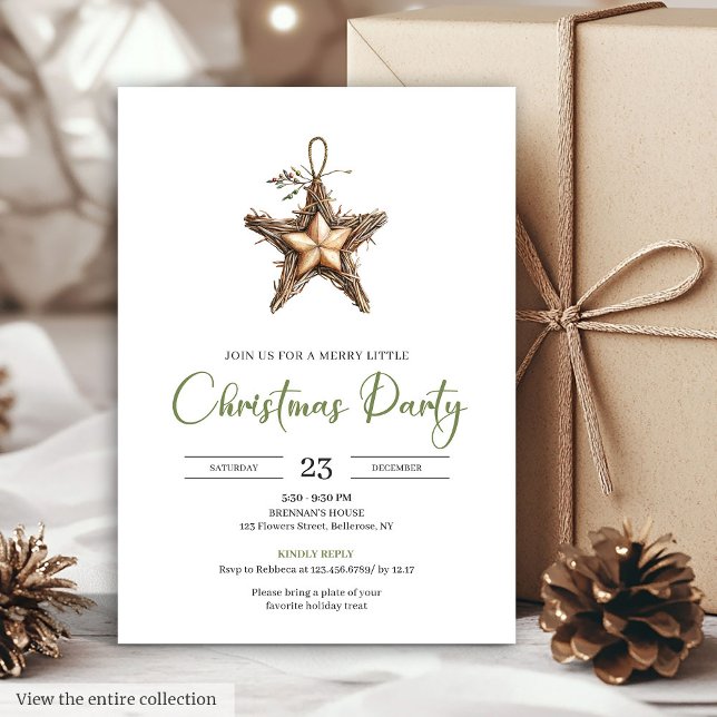Convites Coroa de pinheiro simples boêmio em aquarela Natal (Simple Bohemian Watercolor Pine Wreath Christmas Card)