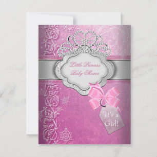 Convites Coroa de Princesa Bebê Menina Chuveiro Rosa Prince