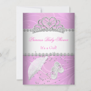 Convites Coroa de Princesa Chuveirinho de Bebê Menina Branc