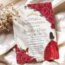 Coroa de Princesa Dourada de Rosas Vermelhas Flora