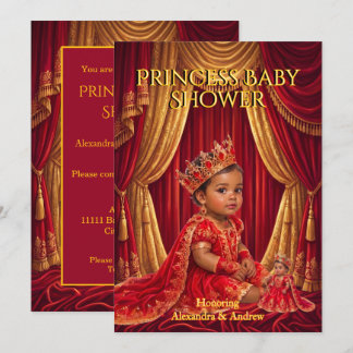 Convites Coroa de Princesa Exótica para Chá de Bebê Vermelh