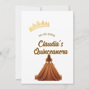 Convites coroa de princesa laranja quinceanera aniversário 