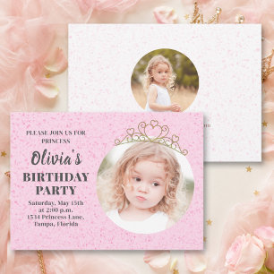 Convites Coroa de Princesa Minimalista Fofa Aniversário Cap