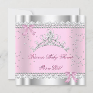 Convites Coroa de Princesa para Chá de Bebê Menina Branca R