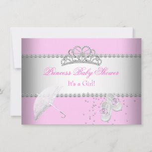 Convites Coroa de Princesa para Chá de Bebê Menina Branco R
