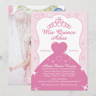 Convites Coroa de Princesa Quinceanera Brilho Foto