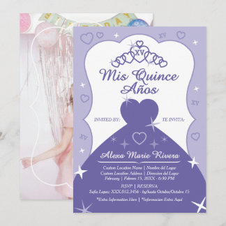Convites Coroa de Princesa Quinceanera Brilho Foto