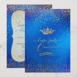Convites Coroa de Princesa Quinceanera Falso Confete Dourad