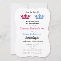 Coroa de Príncipe e Princesa Festa de Gêmeos Rosa 