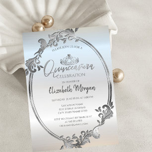 Convites Coroa de Quinceañera Chic em Prata