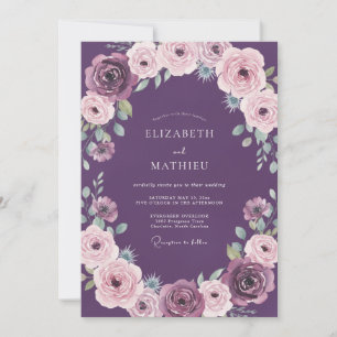Convites Coroa de Ranúnculo Roxo Casamento