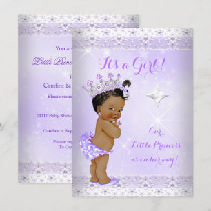 Convites Coroa de Renda Lilás para Chuvada de Bebê Princesa