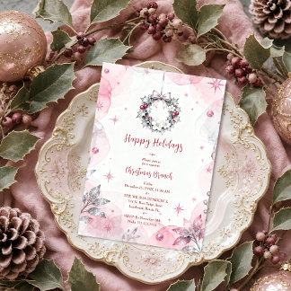 Convites Coroa de Rosa Romântica Coquette Natal Brunch TMF