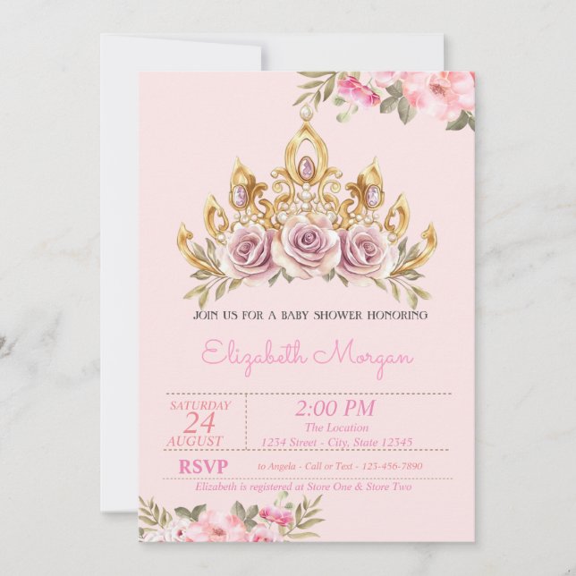 Convites Coroa de Rosas Chic Floral Baby Shower  (Frente)