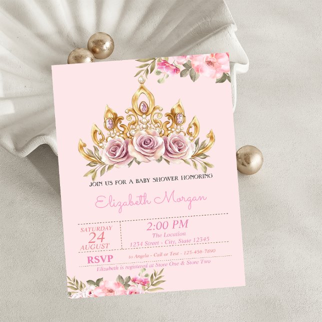 Convites Coroa de Rosas Chic Floral Baby Shower  (Criador carregado)