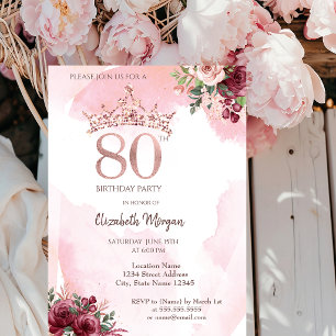 Convites Coroa de Rosas com Glitter em Rose Gold para Festa