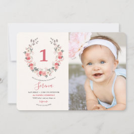 Convites Coroa de Rosas para Primeiro Aniversário