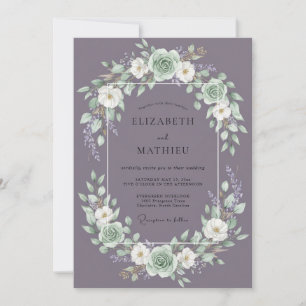 Convites Coroa de Suculentas Casamento Rosa Malva Suave