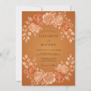 Convites Coroa de Terracota Monocromática para Casamento