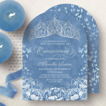 Coroa de Tiara Prata Azul Claro Quinceanera