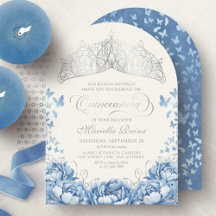 Coroa de Tiara Princesa Azul Claro Quinceanera
