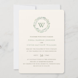 Convites Coroa de Verdura Elegante Casamento Aquarela
