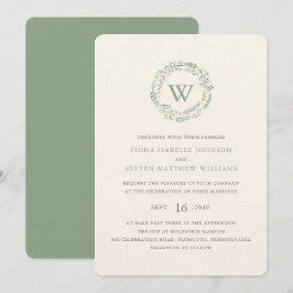 Convites Coroa de Verdura Elegante Casamento Aquarela
