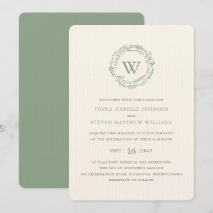 Convites Coroa de Verdura Elegante Casamento Aquarela
