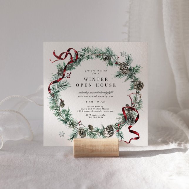 Convites Coroa de Verduras com Fita Vermelha Casa Aberta Qu (Criador carregado)