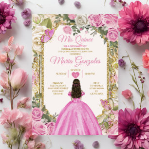 Convites Coroa Dourada Rosa e Branco Quince 15 Anos