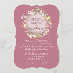 Convites Coroa Elegante Rosas Rosa Empoeiradas Casamento Fl