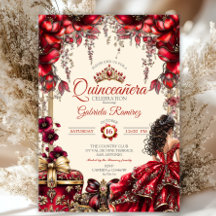 Coroa Floral Creme e Vermelho Dourado Quinceañera