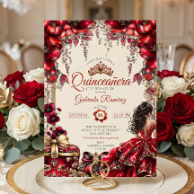Coroa Floral Creme e Vermelho Dourado Quinceañera
