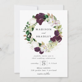 Convites Coroa Floral de Ameixa Escura | Casamento