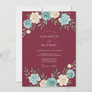 Convites Coroa Floral de Casamento em Borgonha