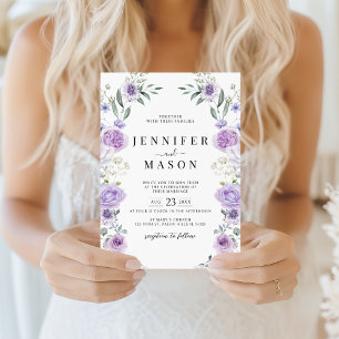 Convites Coroa Floral de Lavanda Roxa Casamento Boho