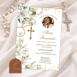 Convites Coroa Floral de Lírio Branco Funeral Católico