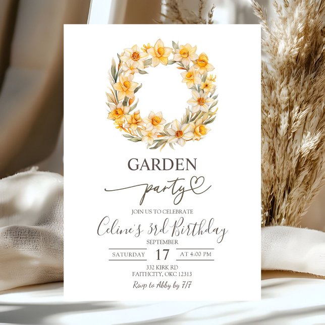 Convites Coroa Floral de Narcisos para Festa de Aniversário (Criador carregado)