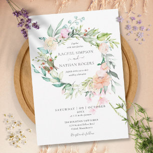 Convites Coroa Floral de Rosas para Casamento
